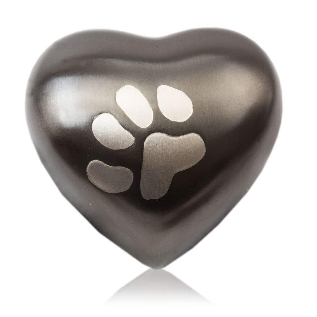 [Australia] - OneWorld Memorials Paw Print Bronze Cremation Keepsake for Cats and Dogs - Small - Holds Up to 3 Cubic Inches of Ashes - Slate Grey Pet Cremation Urn for Ashes - Engraving Sold Separately 