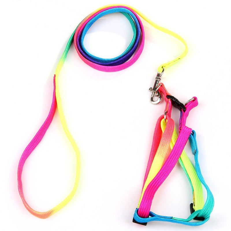 yueton Dog Pet Puppy Cat Kitty Adjustable Nylon Leash Rainbow Dog Chest Straps Chain Seven Color Traction Thoracic Dorsal Suits Dog Rope Dog's Leash Chain - PawsPlanet Australia