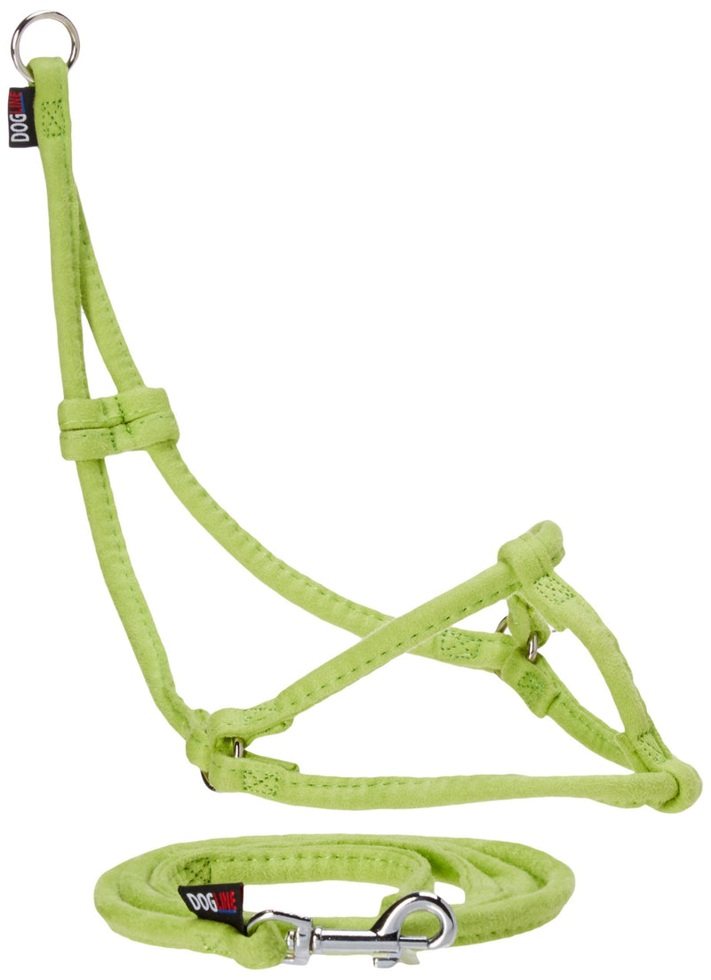 [Australia] - Dogline Soft and Padded Comfort Microfiber Round Step-in Harness and Leash for Dogs XS (W1/4 x L36" x G10"-16") Green 