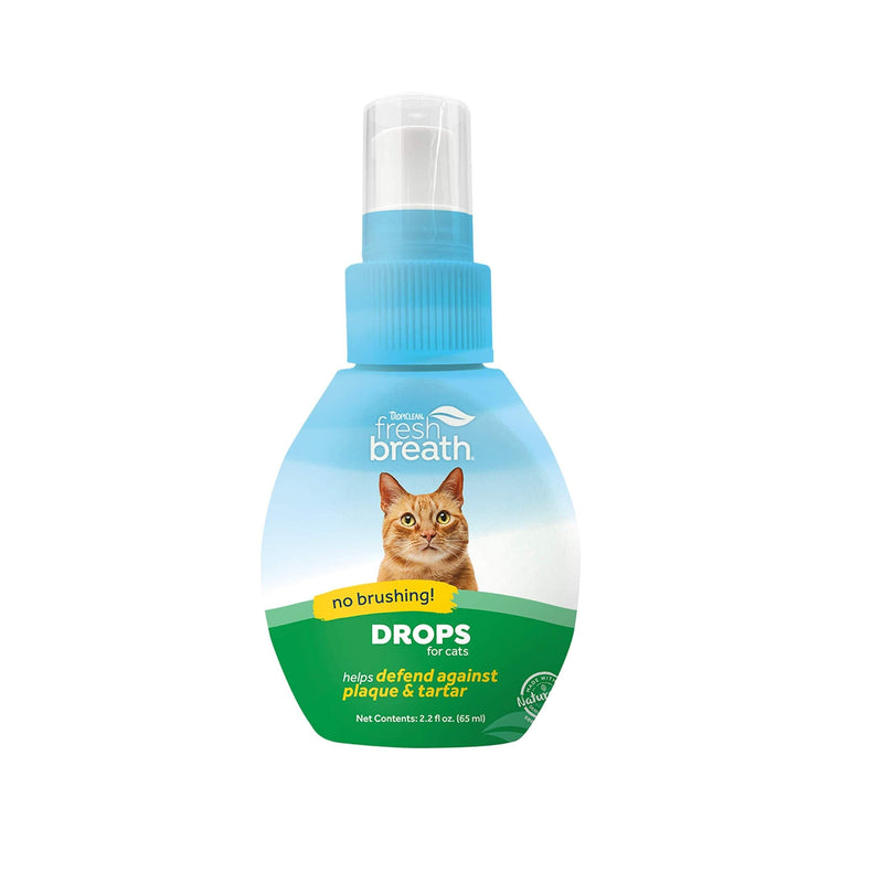 TropiClean Fresh Breath Oral Care Drops for Pets - Made in USA - Natural Ingredients - On-The-Go Plaque Defense - Travel-Ready - Simply Add to Water 2.2 oz Cat - PawsPlanet Australia