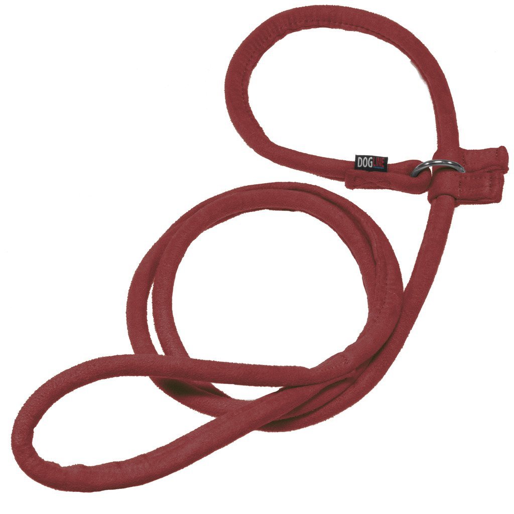 [Australia] - Dogline Soft and Padded Comfort Microfiber Round Slip Lead for Dogs W1/4" L60" Red 