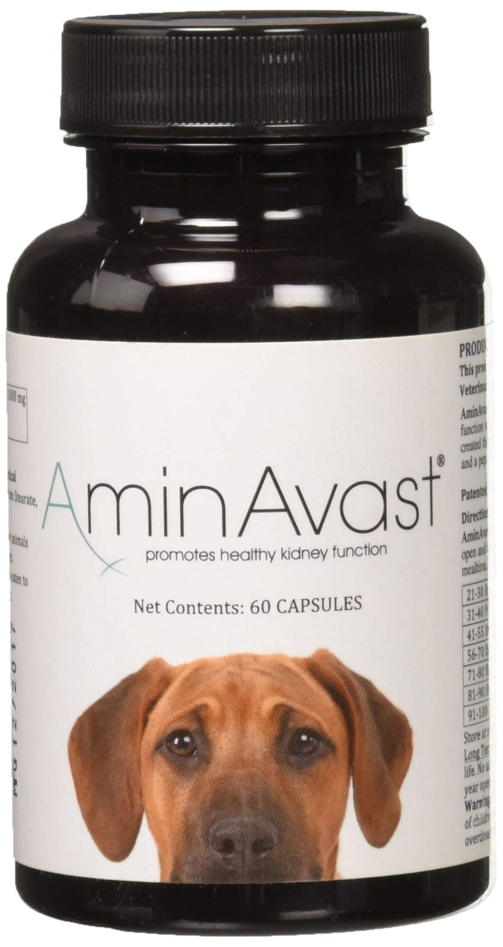 AminAvast Kidney Support Supplement for Cats and Dogs, 1000mg - Promotes Natural Kidney Function - Aids in Health and Vitality of Aging Kidneys - Easily Administered - 60 Sprinkle Capsules - PawsPlanet Australia