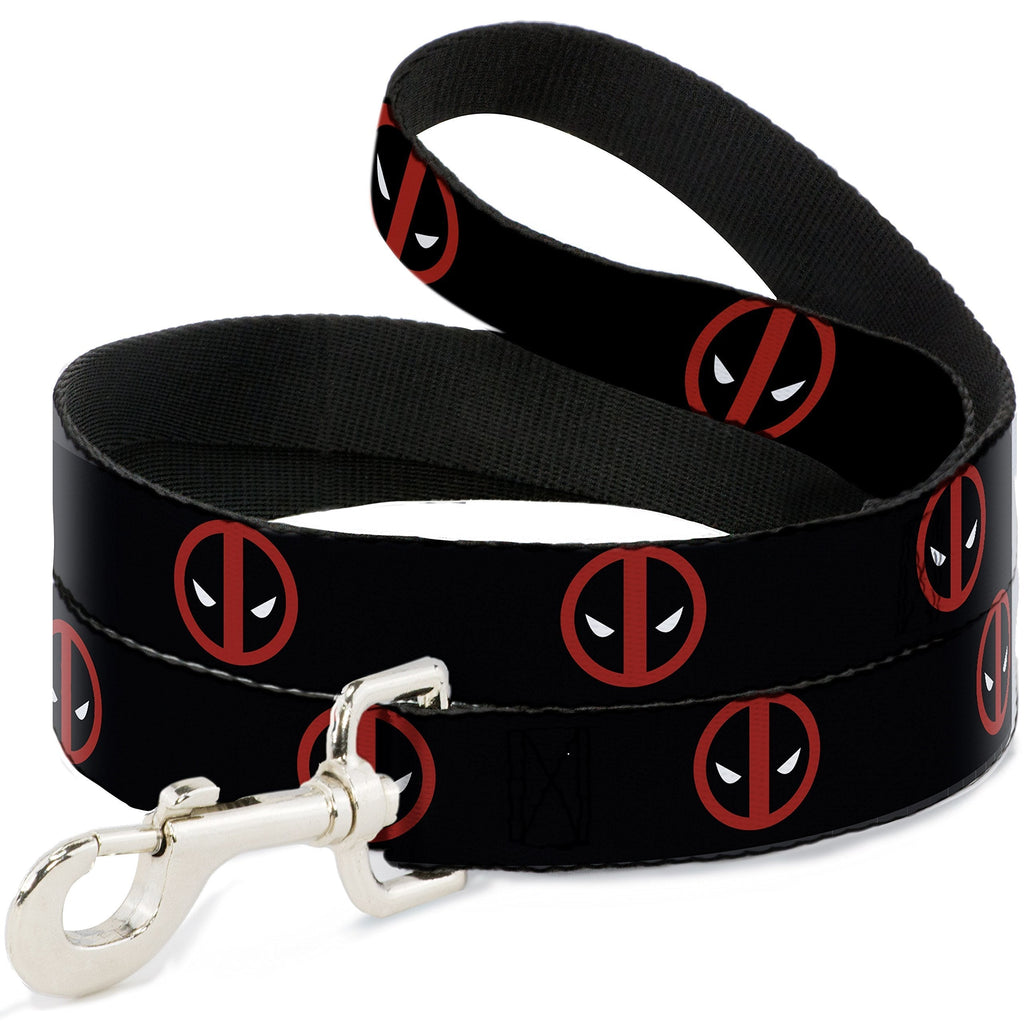 [Australia] - Buckle-Down Pet Leash - Deadpool Logo Black/Red/White - 4 Feet Long - 1" Wide 