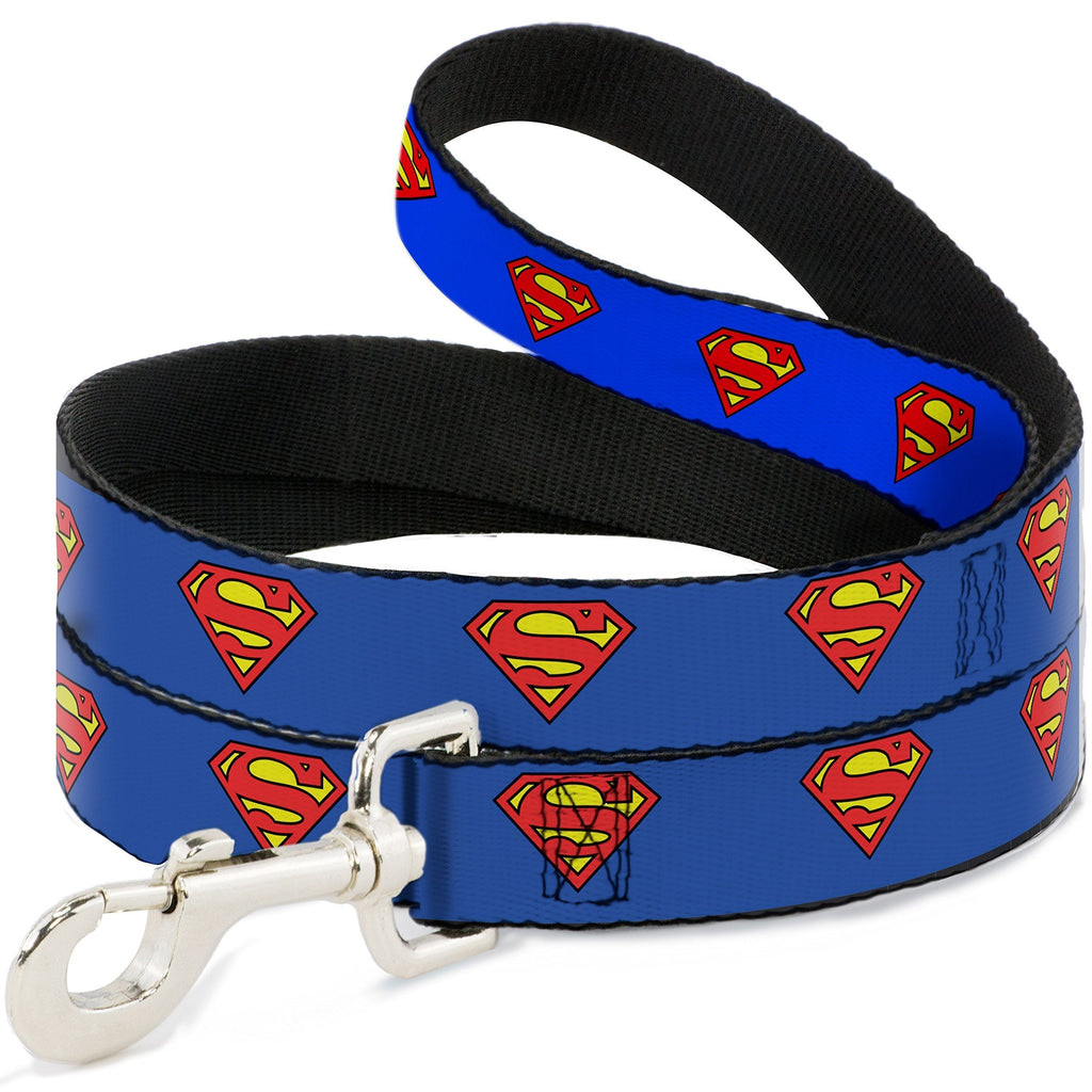 [Australia] - Buckle-Down Dog Leash Superman Shield Blue Available in Different Lengths and Widths for Small Medium Large Dogs and Cats 4 Feet Long - 1/2" Wide 