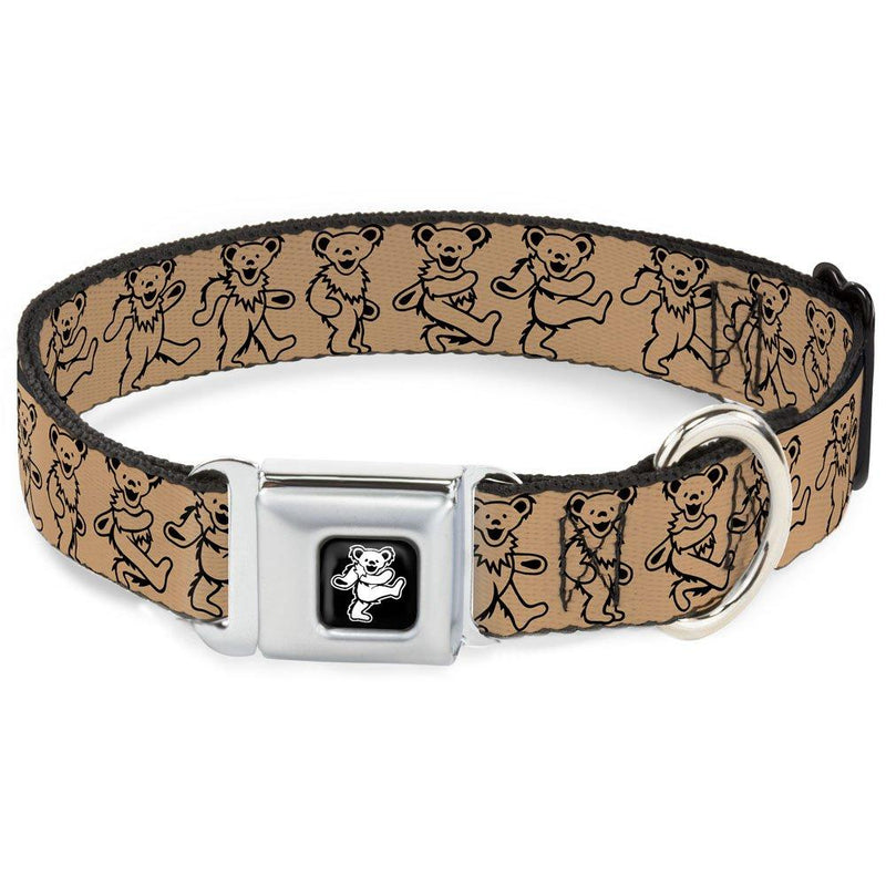 [Australia] - Buckle-Down Seatbelt Buckle Dog Collar - Dancing Bears Tan/Black 1" Wide - Fits 11-17" Neck - Medium 