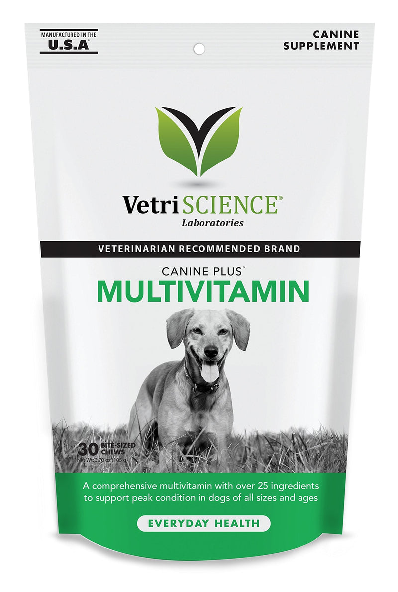 VetriScience Canine Plus MultiVitamin for Dogs - Vet Recommended Vitamin Supplement - Supports Mood, Skin, Coat, Liver Function 30 Chews - PawsPlanet Australia