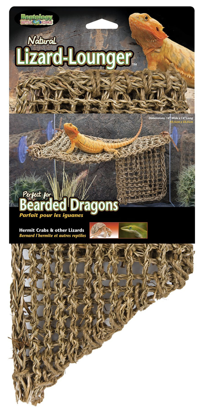 [Australia] - Penn Plax REP701 Lizard Lounger, 100% Natural Seagrass Fibers For Anoles, Bearded Dragons, Geckos, Iguanas, and Hermit Crabs Triangular 14 x 14 Inches Large 