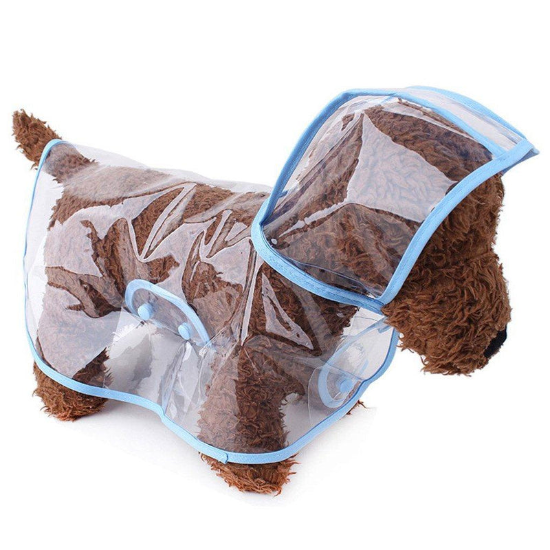 [Australia] - Topsung Dog Raincoat with Hood Poncho Transparent Rain Coat for Small Dogs Waterproof Puppy Cats Pets S: Chest Girth:16.5" Back Length:11.4" Blue 