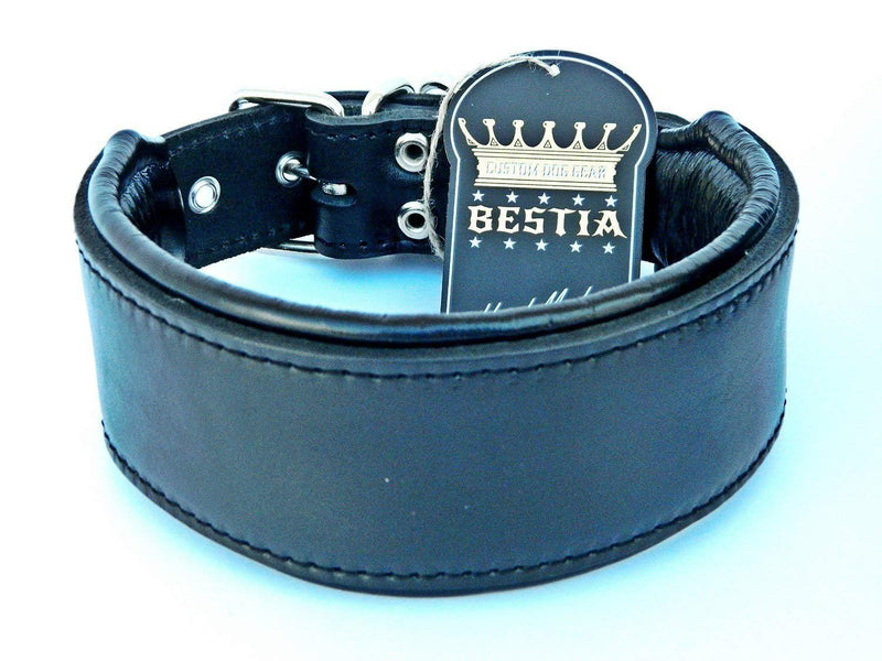 [Australia] - Bestia Genuine Leather Dog Collar, Soft Padded, Large Breeds, Cane Corso, Rottweiler, Boxer, Bullmastiff, Dogo, Bully, Quality Dog Collar, 100% Leather XL- fits a neck of 22.6- 25.6 inch 