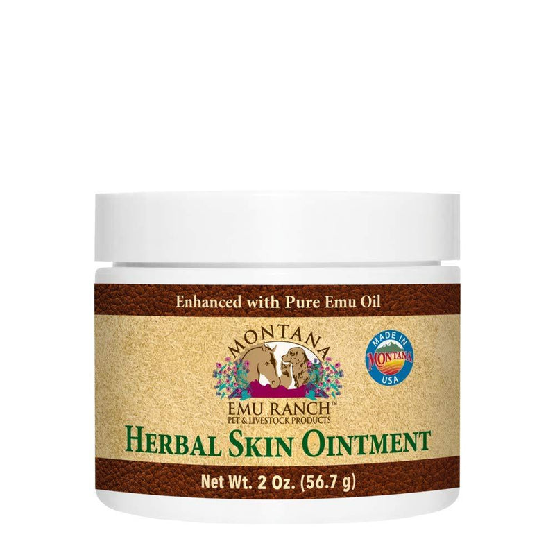 Montana Emu Ranch - Herbal Skin Ointment - 2 Ounce Jar - for Pet and Livestock - Made with Pure Emu Oil - PawsPlanet Australia