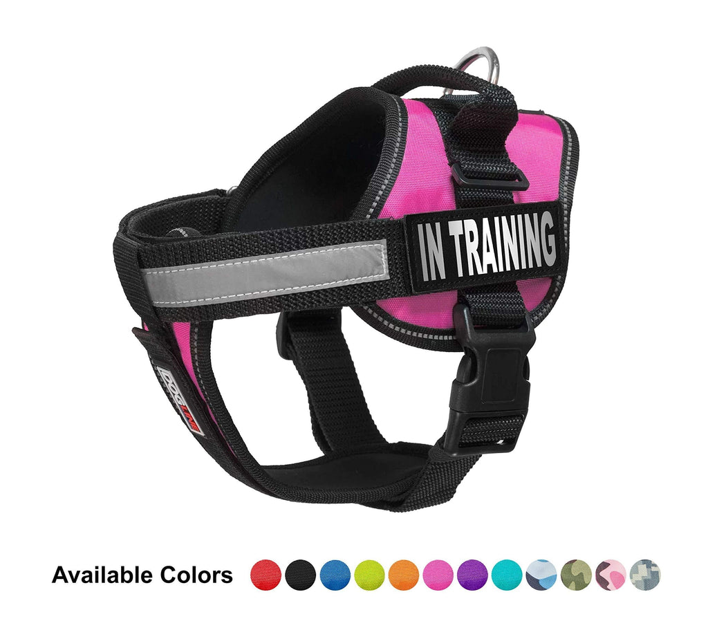 [Australia] - Dogline Unimax Multi-Purpose Dog Harness Vest with in Training Patches Adjustable Straps, Comfy Fit, Breathable Neoprene for Medical, Service, Identification and Training Dogs Large/28" to 38" Pink 