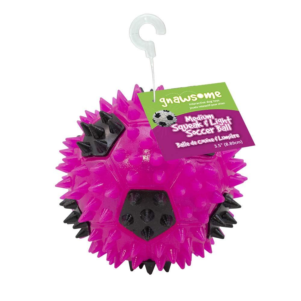 [Australia] - Gnawsome 3.5” Squeak & Light Soccer Ball Dog Toy - Medium, Cleans Teeth and Promotes Dental and Gum Health for Your Pet, Colors Will Vary 3.5" 