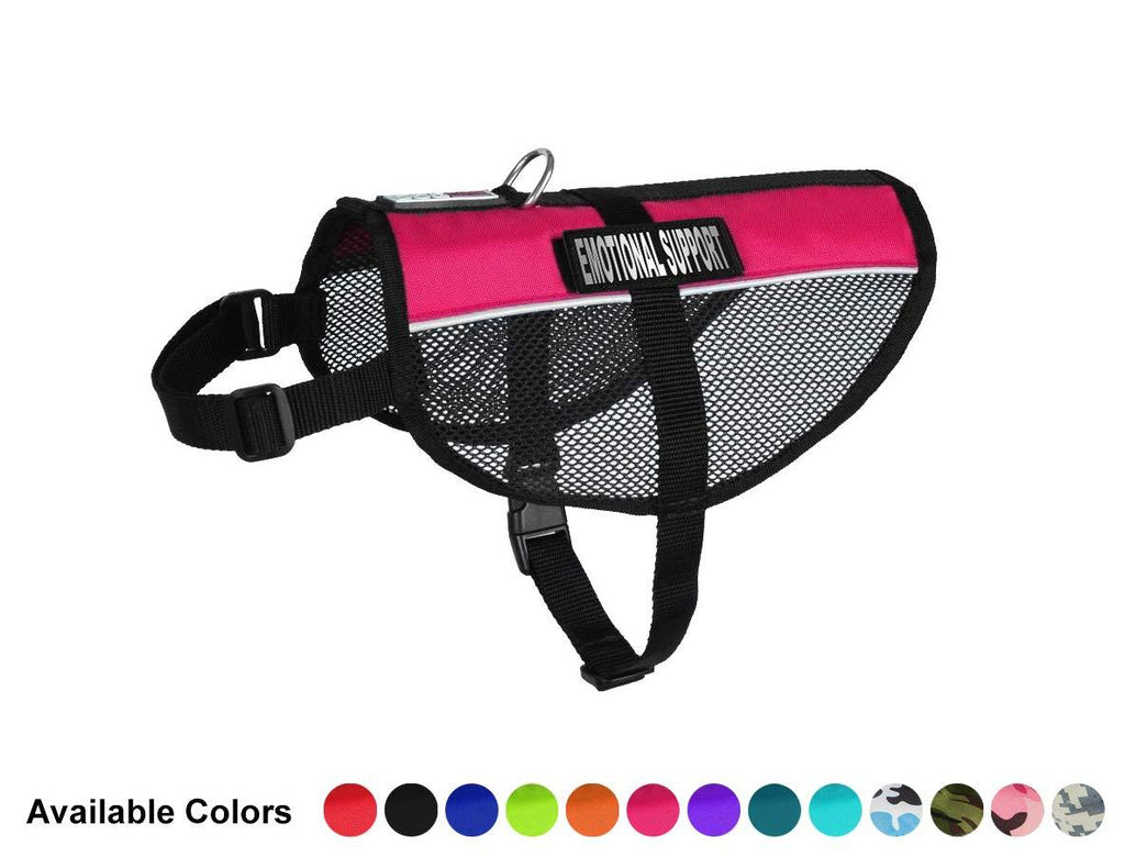 [Australia] - Dogline MaxAire Vest Emotional Support Removable Patch Adjustable Harness Reflective for Puppies Small Medium and Large Dogs (22"-29") Pink 