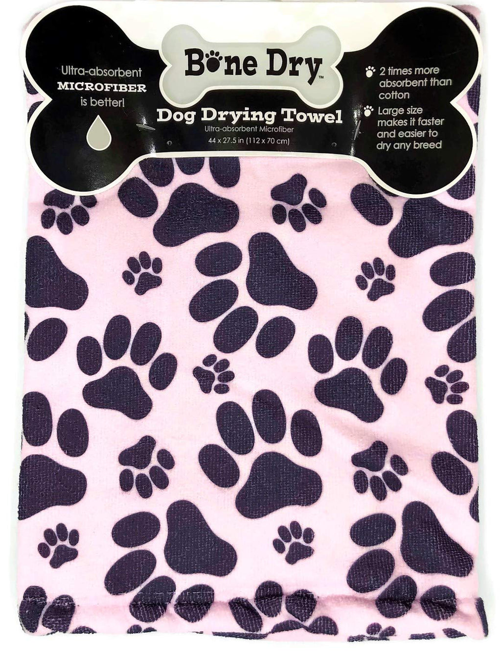 [Australia] - Excello Bone Dry Microfiber Dog Drying Towell - Pink with Pawprints 