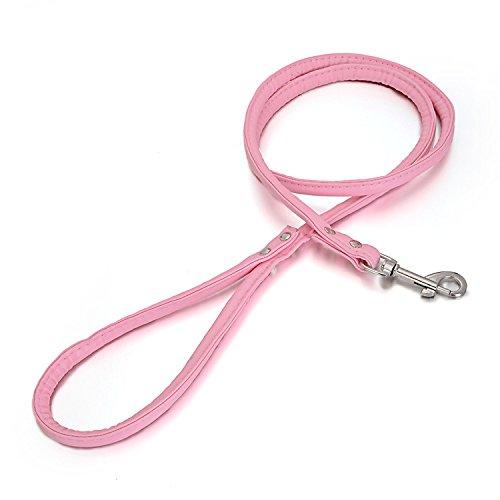 [Australia] - Rachel Pet Products Round Colorful Genuine Leather Rolled Dog Walking Leashes for Small Medium Breeds S Pink 