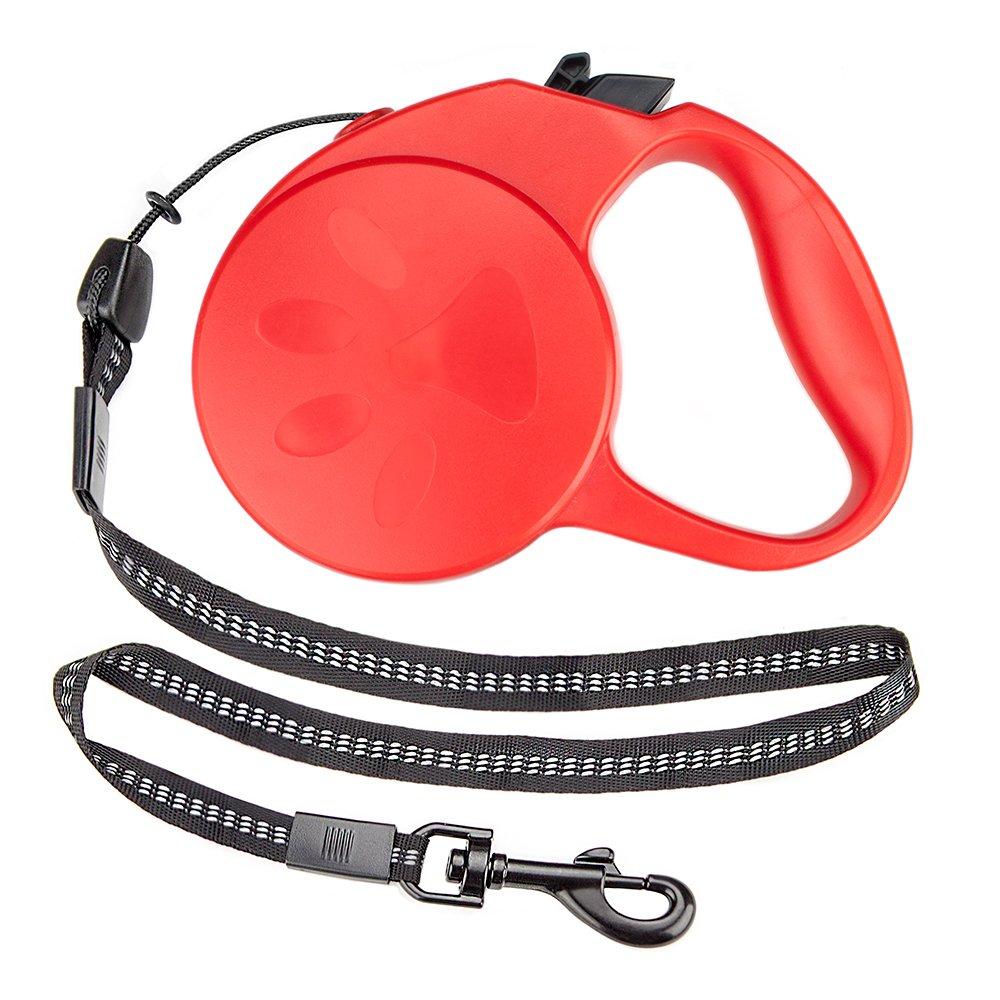 [Australia] - Weebo Pets 10-Foot Extra-Small Retractable Dog Leash with Safety Ribbon Red 