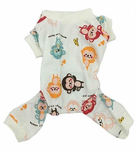 Lovely Small Pet Dogs Pajamas Clothes 100% Cotton Medium Happy Monkey - PawsPlanet Australia