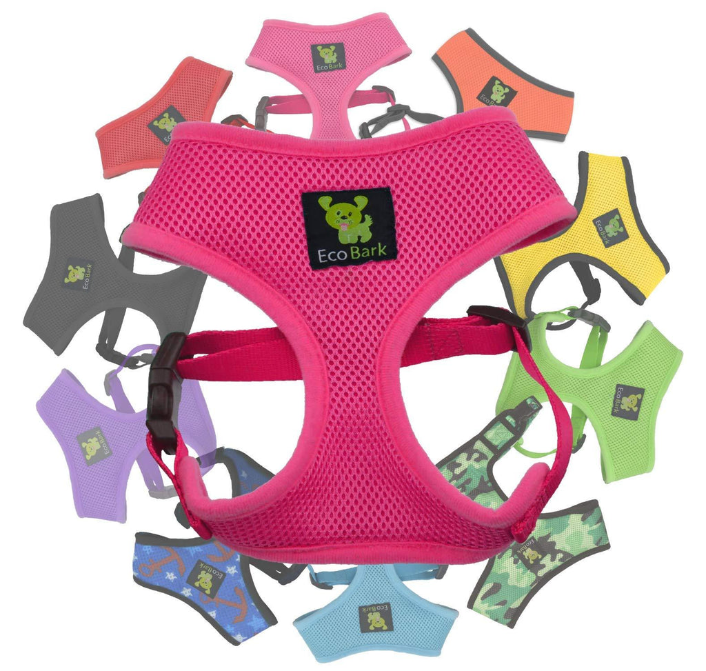 [Australia] - EcoBark Classic Dog Harness Soft Gentle No Pull & No Choke Dog Harnesses Double Padded Halter Ultra Cushioned Walking Breathable Mesh Dog Vest for Puppies XS Small Medium Large Dogs in 10 Colors Medium (Neck 12 to 14 in) Pink 
