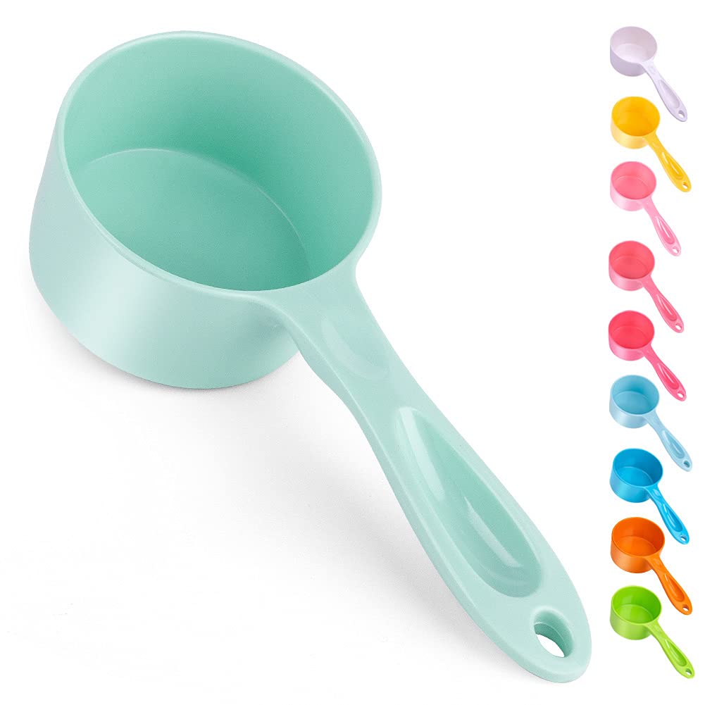 SUPER DESIGN Sturdy Melamine Food Scoop for Dogs Cats Birds, Measuring Cup, Long Comfortable Handle 0.5 Cup Light Green - PawsPlanet Australia