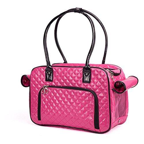 [Australia] - BETOP HOUSE Mirror Surface Faux Leather Tote Purse Dog and Pet Carrier Travel Bag Pink 