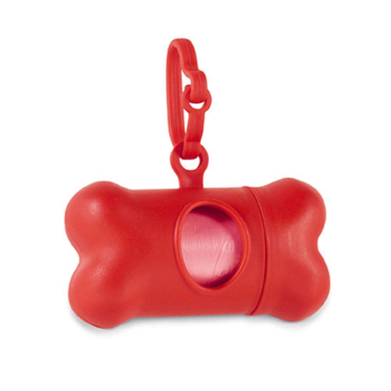 [Australia] - eBuyGB Bone Shaped Pet Waste Bag Holder - Plastic Dog Poo Bag Dispenser Red 