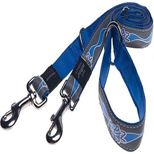 Rogz Blue Heavy Duty Reflective Nylon Dog Lead Pet Strong Long Walking Training Leash With Clip On Trigger Hook (Blue Small) - PawsPlanet Australia