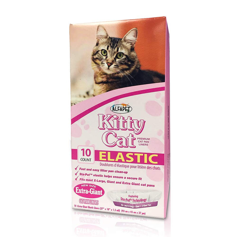 Alfapet Kitty Cat Pan Disposable, Elastic Liners- 10-Pack-for Large, X-Large, Giant, Extra-Giant Size Litter Boxes- with Sta-Put Technology for Firm, Easy Fit- Quick + Clever Waste Cleaners, - PawsPlanet Australia