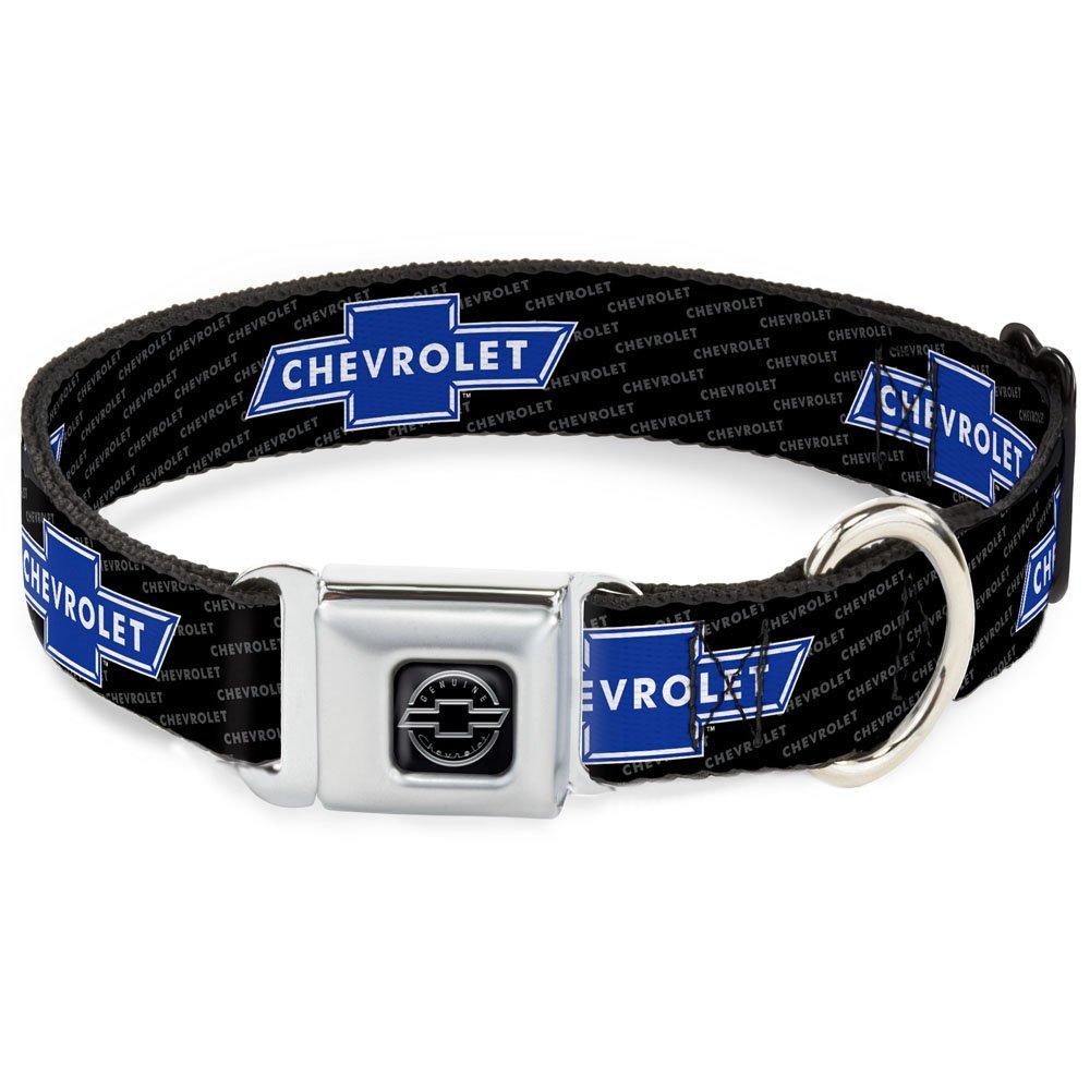 [Australia] - Buckle-Down Dog Collar Seatbelt Buckle Chevy Bowtie Repeat Text Available in Adjustable Sizes for Small Medium Large Dogs 1" Wide - Fits 15-26" Neck - Large 