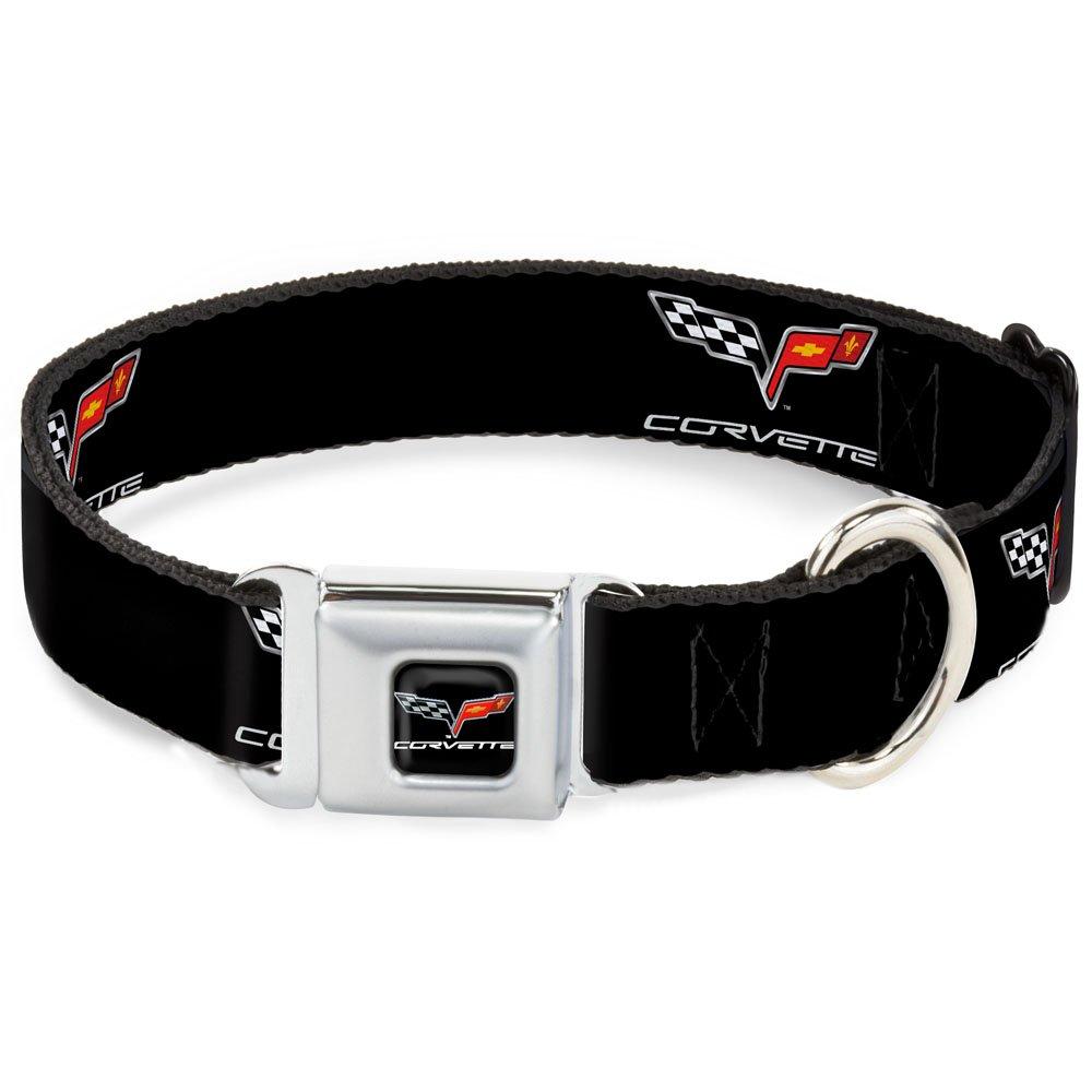 [Australia] - Buckle-Down Dog Collar Seatbelt Buckle C6 Logo Repeat Available in Adjustable Sizes for Small Medium Large Dogs 1.5" Wide - Fits 18-32" Neck - Large 