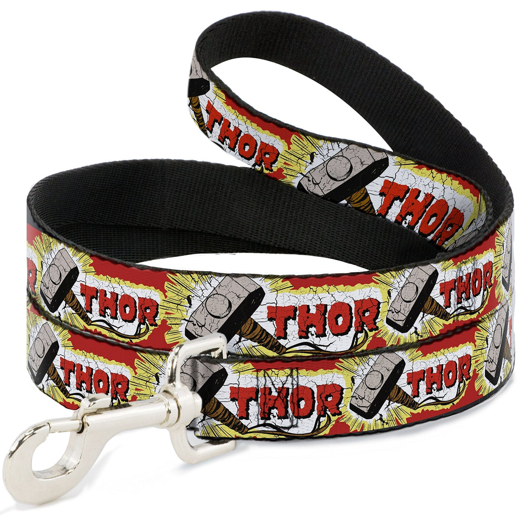 Buckle-Down Dog Leash Thor Hammer Red Yellow White 6 Feet Long 0.5 Inch Wide 4 Feet Long - 1" Wide - PawsPlanet Australia