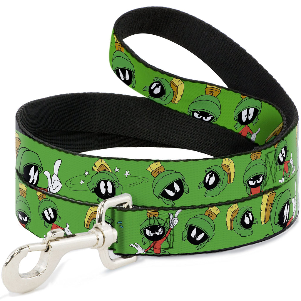 [Australia] - Buckle-Down Pet Leash - MARVIN THE MARTIAN w/Poses/Expressions Green - 4 Feet Long - 1/2" Wide 