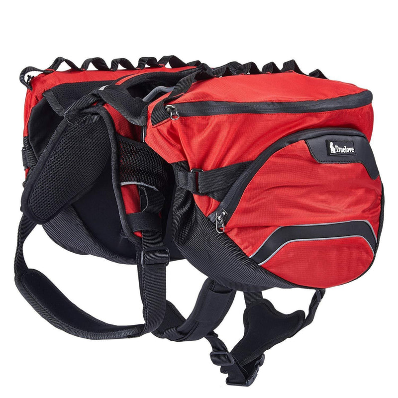 [Australia] - Pettom Dog Saddle Backpack 2 in 1 Saddblebag&Vest Harness with Water-Resistant for Backpacking, Hiking, Travel, for Small, Medium & Large Dogs Red 