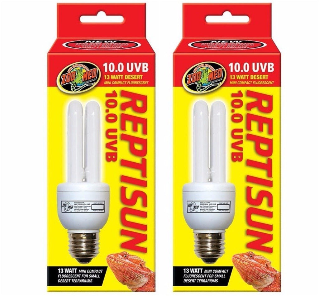 [Australia] - (2 Pack) Zoo Med Reptisun 10.0 Uvb Mini Compact Fluorescent Original Version 