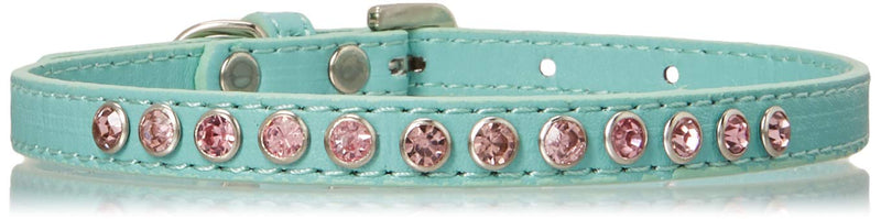 [Australia] - Mirage Pet Products Light Pink Crystal Aqua Puppy Dog Collar Size 16 