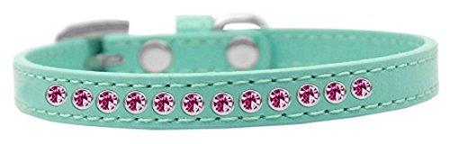 [Australia] - Mirage Pet Products Bright Pink Crystal Aqua Puppy Dog Collar Size 8 