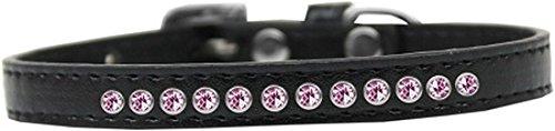 [Australia] - Mirage Pet Products Bright Pink Crystal Black Puppy Dog Collar Size 8 