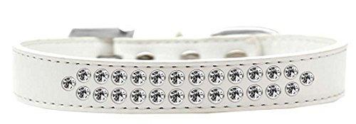 [Australia] - Mirage Pet Products Two Row Clear Crystal White Dog Collar Size 14 