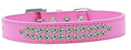 [Australia] - Mirage Pet Products Two Row AB Crystal Bright Pink Dog Collar Size 14 