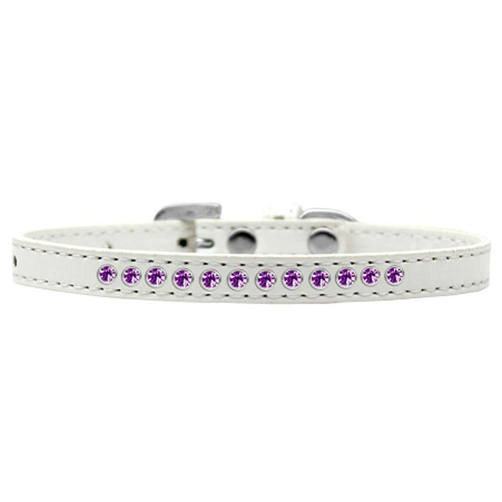 [Australia] - Mirage Pet Products Purple Crystal White Puppy Dog Collar Size 16 