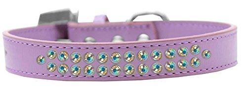 [Australia] - Mirage Pet Products Two Row AB Crystal Lavender Dog Collar Size 18 