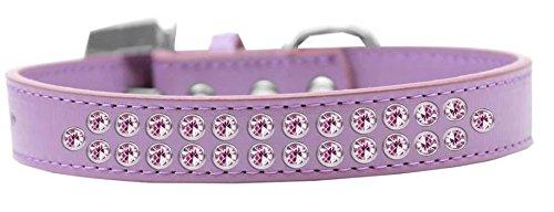 [Australia] - Mirage Pet Products Two Row Light Pink Crystal Lavender Dog Collar Size 16 