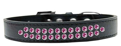 [Australia] - Mirage Pet Products Two Row Bright Pink Crystal Aqua Dog Collar Size 20 