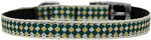 [Australia] - Mirage Pet Products Green Checkers Nylon Dog Collar with Classic Buckle, Size 10 