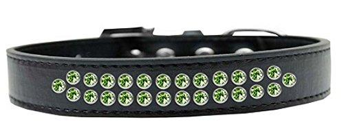 [Australia] - Mirage Pet Products Two Row Lime Green Crystal Black Dog Collar Size 18 