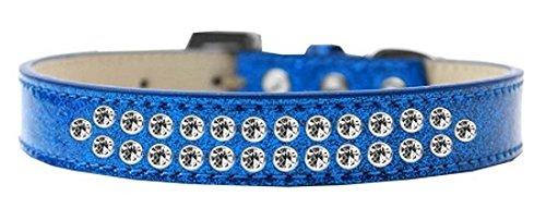 [Australia] - Mirage Pet Products Two Row Clear Crystal Blue Ice Cream Dog Collar Size 18 