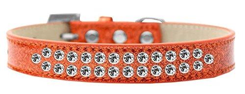 [Australia] - Mirage Pet Products Two Row Clear Crystal Orange Ice Cream Dog Collar Size 12 