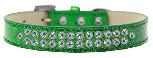 [Australia] - Mirage Pet Products Two Row AB Crystal Emerald Green Ice Cream Dog Collar Size 16 