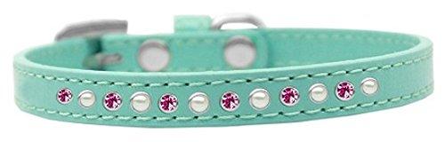 [Australia] - Mirage Pet Products Pearl and Pink Crystal Aqua Puppy Dog Collar Size 12 