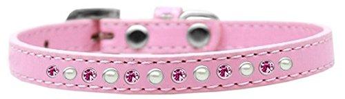 [Australia] - Mirage Pet Products Pearl and Pink Crystal Light Pink Puppy Dog Collar Size 8 