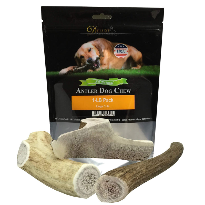 [Australia] - Deluxe Naturals 1-LB Pack Antlers for Dogs, Grade A Premium Naturally Shed Elk Antlers for Dogs, Product of USA 1-Pound Large 